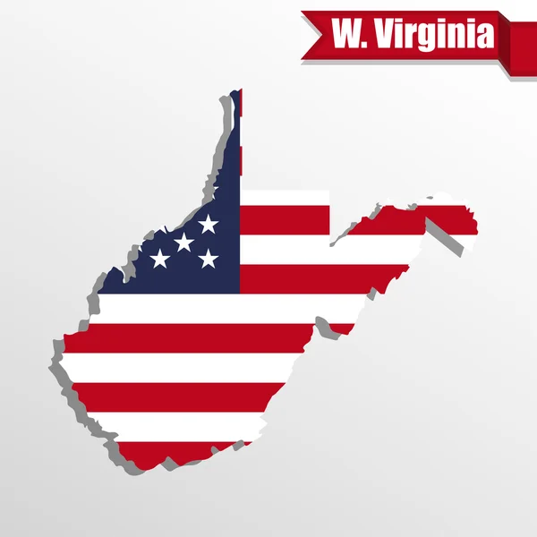 West Virginia State mapę z nami flaga wewnątrz i wstążki — Wektor stockowy