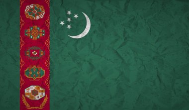 Buruşmuş kağıt ve grunge etkisi ile Türkmenistan bayrağı