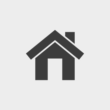 Küçük bir ev. Gri arka planda siyah renkte Simge Vektörü