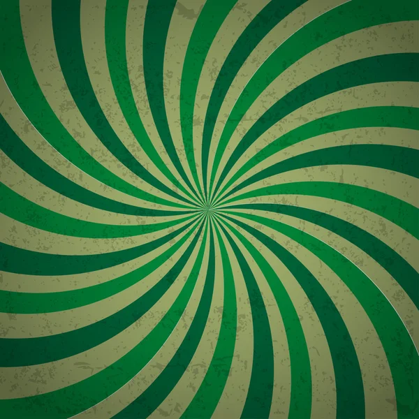 Fondo sunbrust de rayos retro en color verde con grunge — Vector de stock