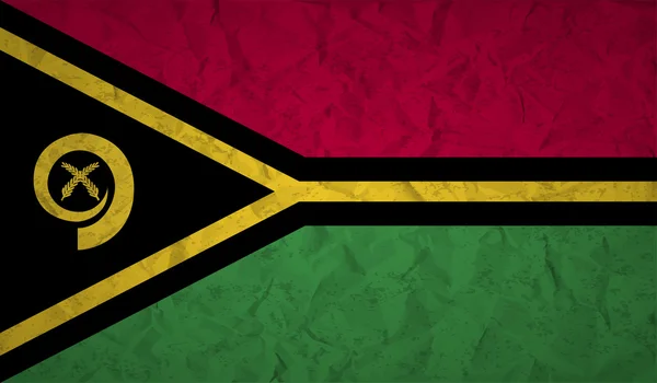 Flagge von Vanuatu mit der Wirkung von zerknülltem Papier und Grunge — Stockvektor