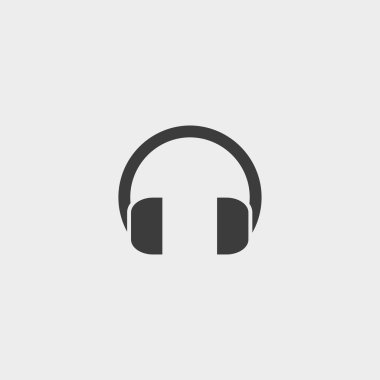 kulaklık simgesi gri bir arka plan üzerinde siyah renkli