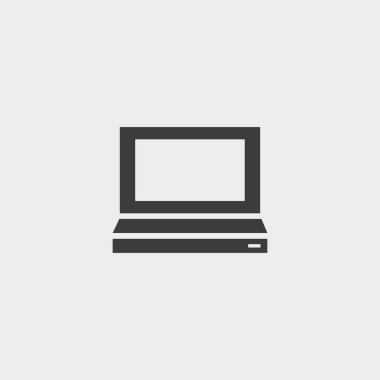 Dizüstü bilgisayar simgesi siyah renkli. Vektör çizim eps10