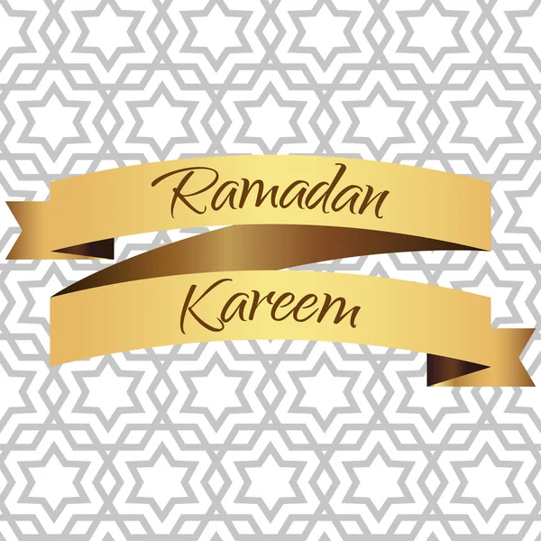 Tarjeta de felicitación Ramadán Kareem. Cinta dorada. Ilustración vectorial — Archivo Imágenes Vectoriales