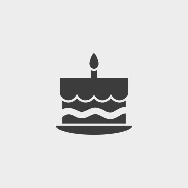 Siyah renkli düz bir tasarımda pasta simgesi. Vektör çizim eps10