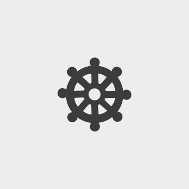 Dharma çarkı simge siyah renkli düz bir tasarım. Vektör çizim eps10