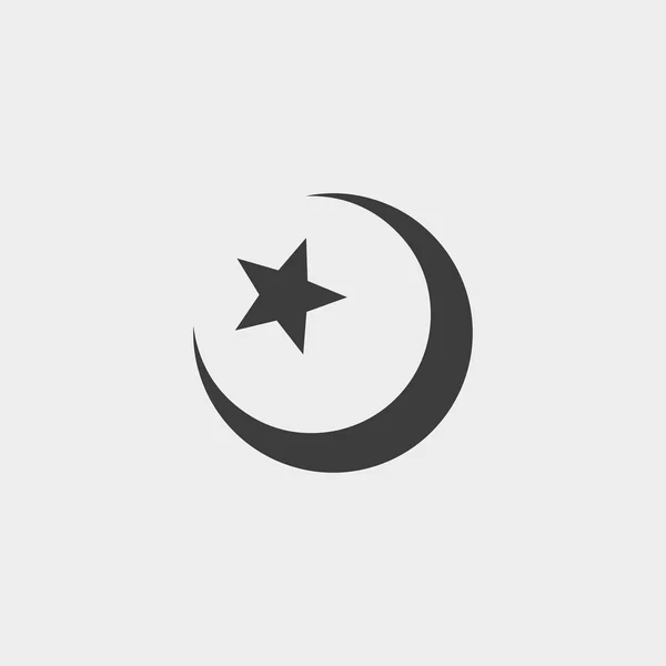 Icono estrella y media luna en un diseño plano en color negro. Ilustración vectorial eps10 — Archivo Imágenes Vectoriales