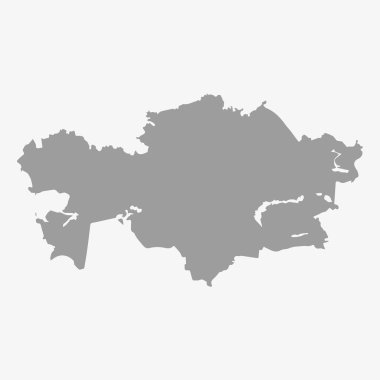 Beyaz bir arka planda gri Kazakistan Haritası