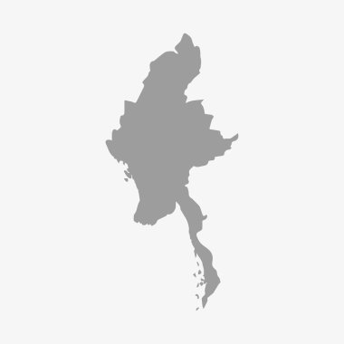 Gri beyaz bir arka plan üzerine Myanmar Haritası