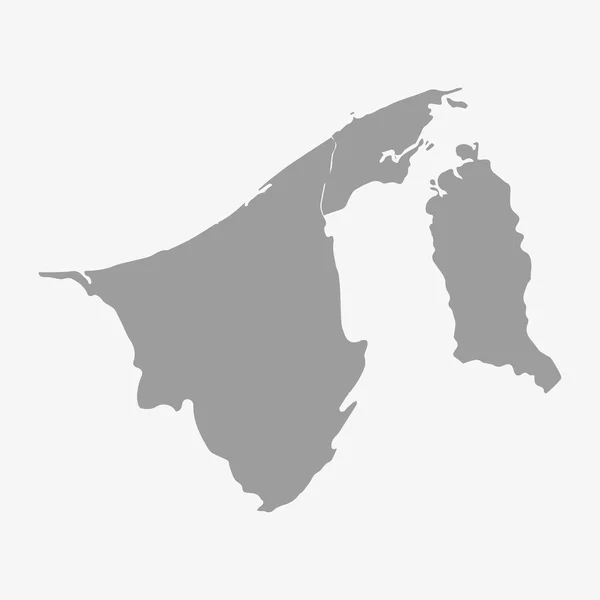 Χάρτης Μπρουνέι με γκρι χρώμα σε άσπρο φόντο — Διανυσματικό Αρχείο