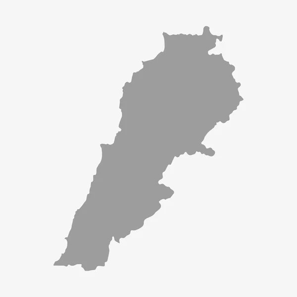 Peta Lebanon berwarna abu-abu pada latar belakang putih - Stok Vektor