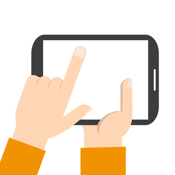 Toucher à la main écran vierge de la tablette. Illustration vectorielle Eps 10 — Image vectorielle