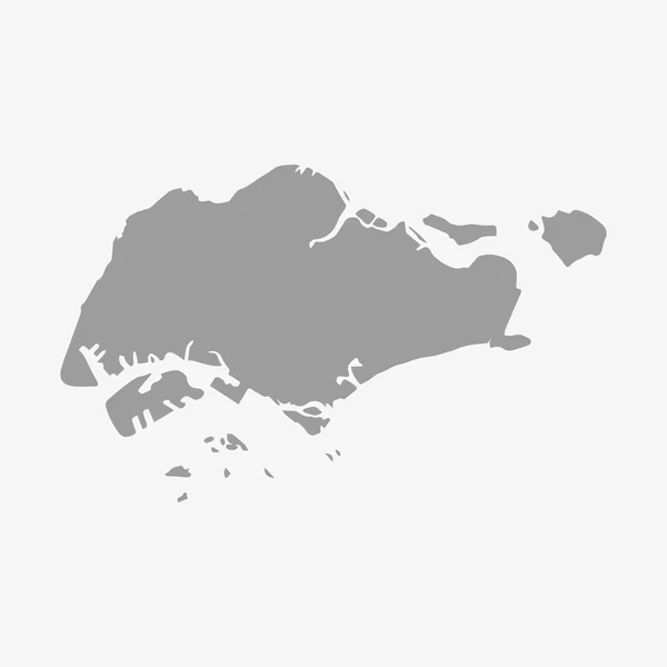 Σιγκαπούρη χάρτη με γκρι χρώμα σε άσπρο φόντο — Διανυσματικό Αρχείο