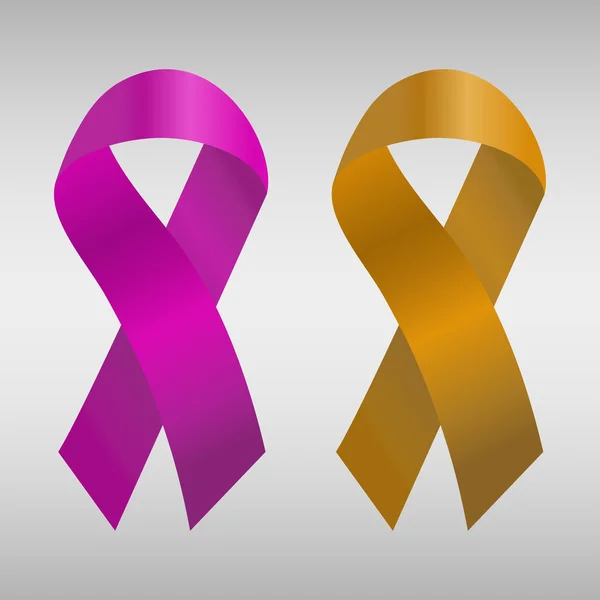 Nastro di cancro nel gradiente viola e arancione. Illustrazione vettoriale — Vettoriale Stock