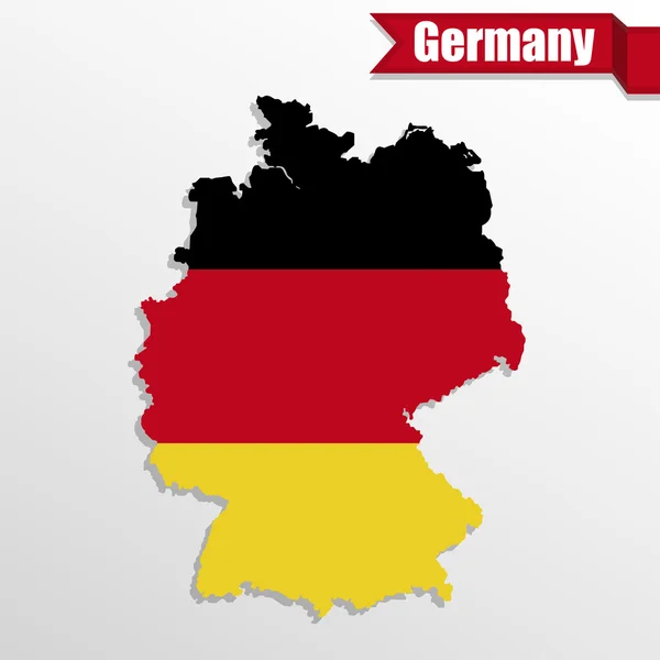 Deutschlandkarte mit Deutschlandfahne drinnen und Band — Stockvektor