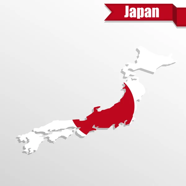 Japan map with Japan flag inside and ribbon — Stock Vector
