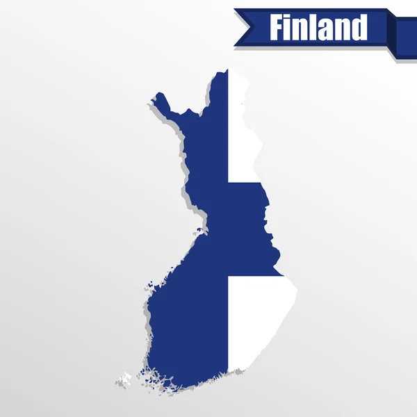 Finland map with flag inside and ribbon — Stock Vector