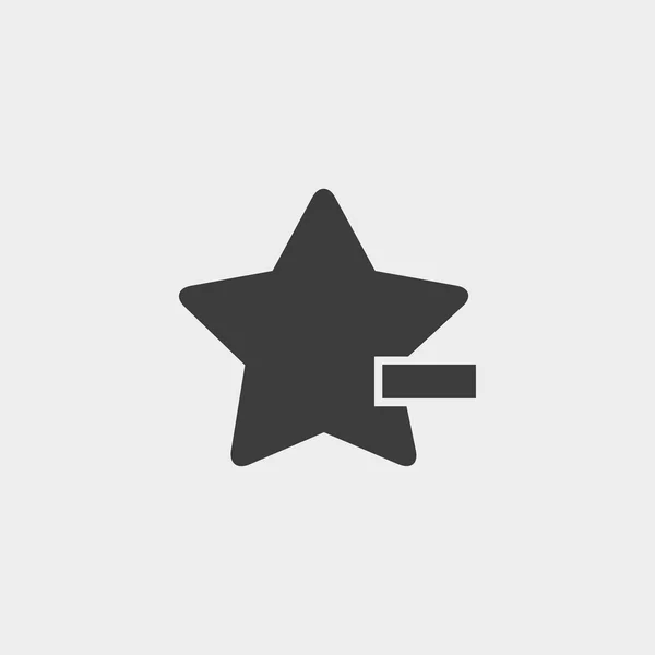 Estrella con icono menos en un diseño plano en color negro. Ilustración vectorial eps10 — Vector de stock