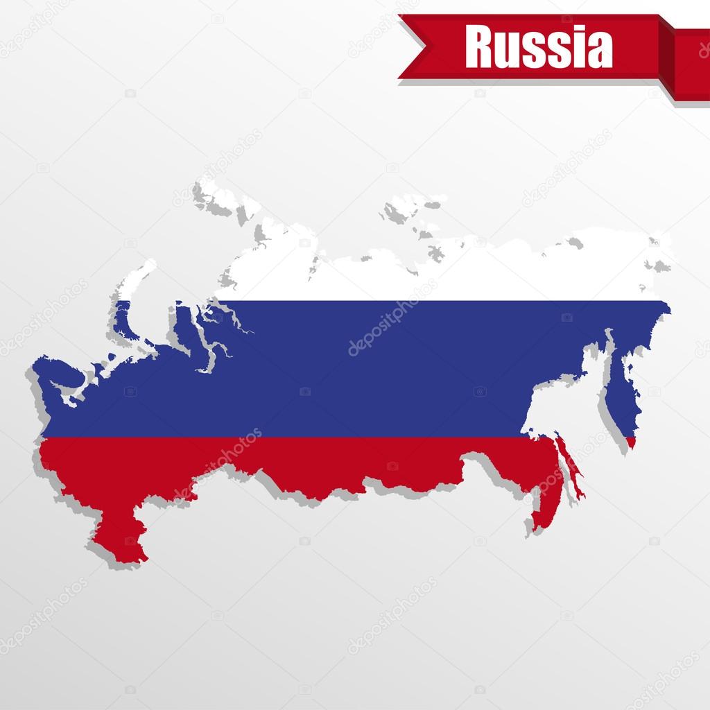 Map of Russia flag: Russia map with flag inside