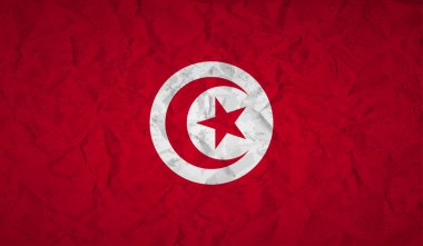 Tunus bayrağı buruşuk kağıt ve grunge etkisi ile