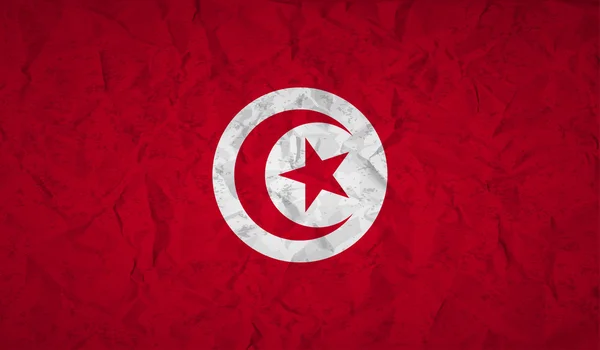 Bandeira da Tunísia com o efeito de papel amassado e grunge —  Vetores de Stock