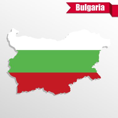 Bayrak içinde ve kurdele ile Bulgaristan harita