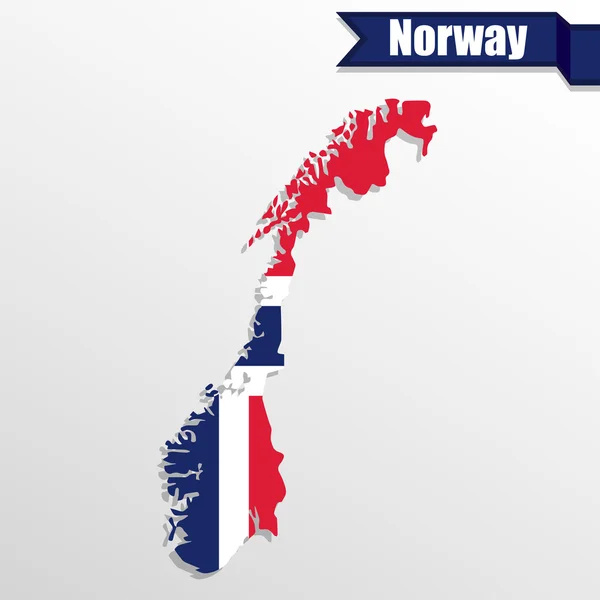 Norway map with flag inside and ribbon — Stock Vector