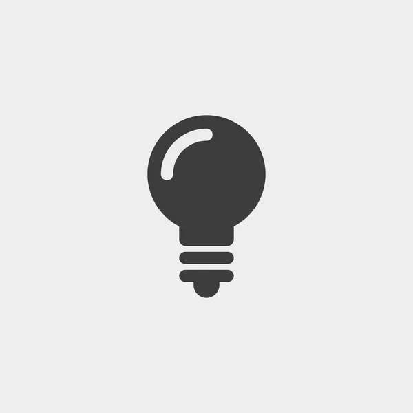 Ícone de lâmpada em um design plano na cor preta. Ilustração vetorial eps10 —  Vetores de Stock
