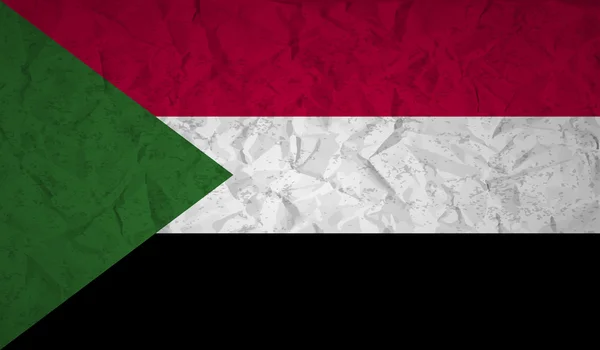 Drapeau du Soudan avec l'effet de papier froissé et grunge — Image vectorielle