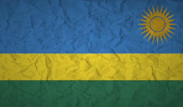 Bandiera ruandese con l'effetto di carta accartocciata e grunge — Vettoriale Stock