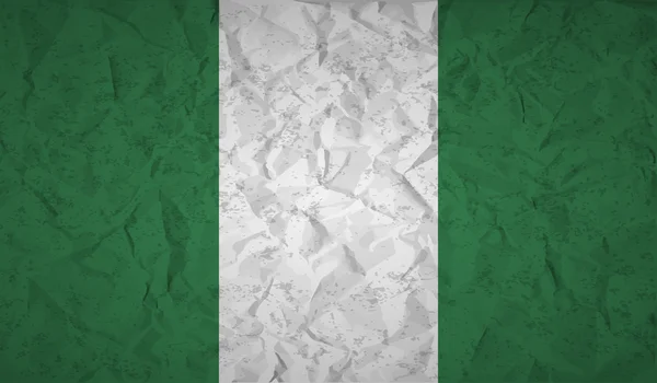 Nigeria flagga med effekten av skrynkligt papper och grunge — Stock vektor