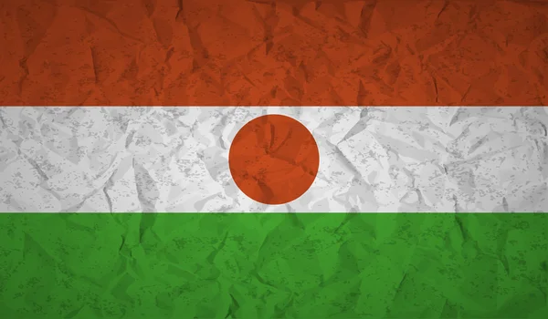 Vlajka Nigeru s efektem zmačkaný papír a grunge — Stockový vektor