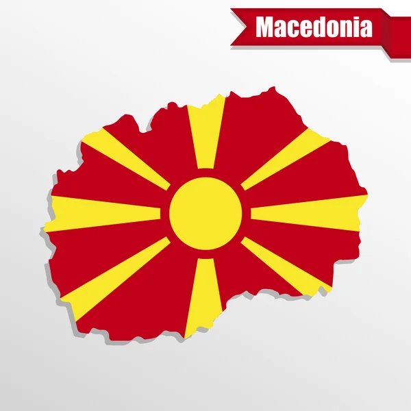 Mapa de Macedonia con bandera dentro y cinta — Archivo Imágenes Vectoriales