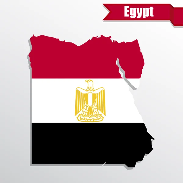 Egypte kaart met vlag binnen en lint — Stockvector