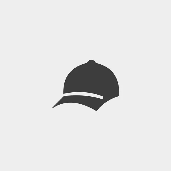 Icono de gorra de béisbol en un diseño plano en color negro. Ilustración vectorial eps10 — Vector de stock