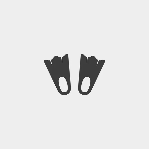 Flippers Icon in un design piatto in colore nero. Illustrazione vettoriale eps10 — Vettoriale Stock