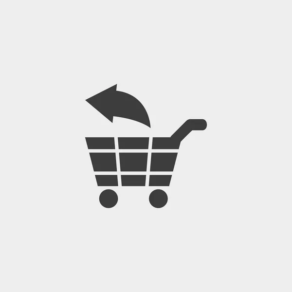 Carrito de compras Icono con flecha en un diseño plano en color negro. Ilustración vectorial eps10 — Vector de stock