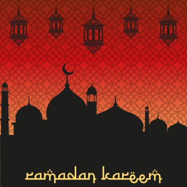 Cami ve seamless modeli ile Ramazan kareem tebrik kartı