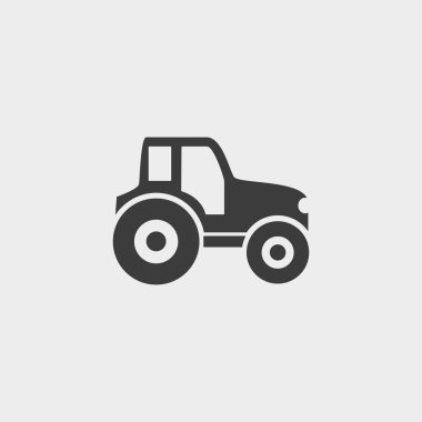 Traktör simge siyah renkli düz bir tasarım. Vektör çizim eps10