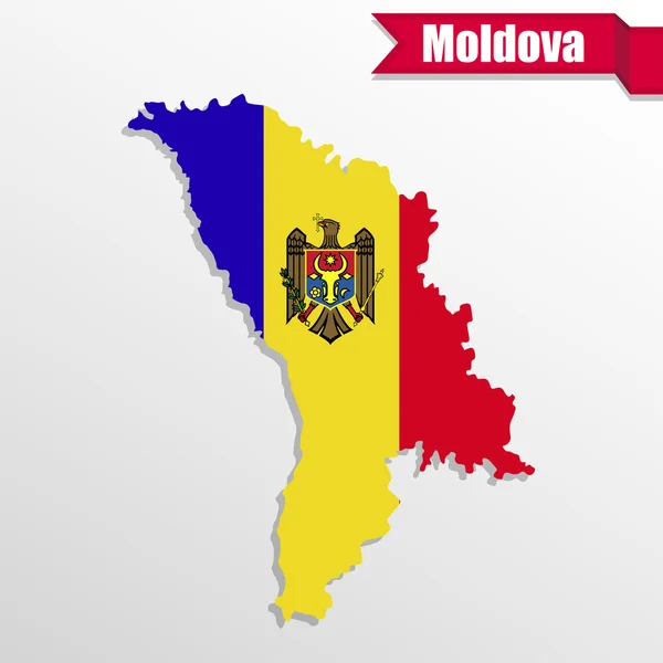摩尔多瓦地图内的国旗与丝带 — 图库矢量图片