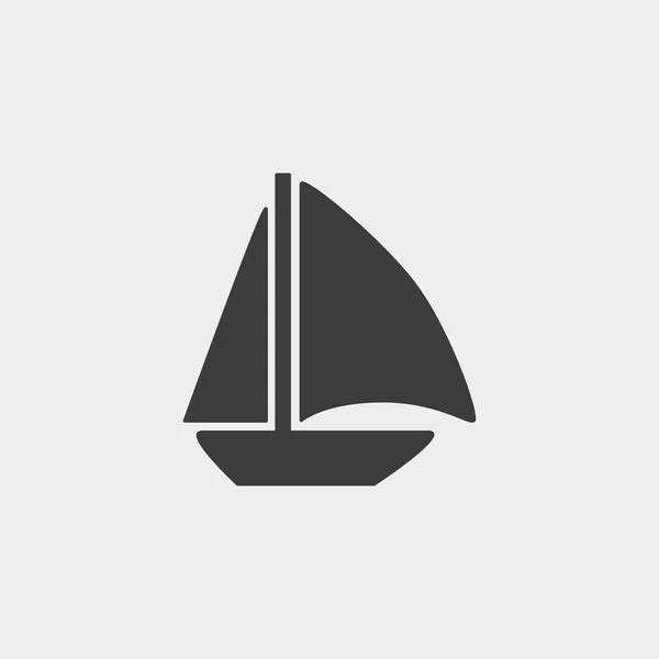 Icono del barco de vela en un diseño plano en color negro. Ilustración vectorial eps10 — Vector de stock