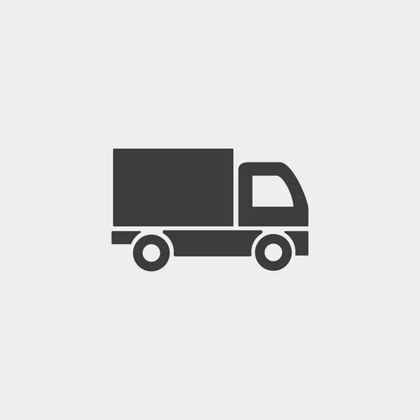 Het pictogram van de vrachtwagen in een platte ontwerp in zwarte kleur. Vector illustratie eps10 — Stockvector