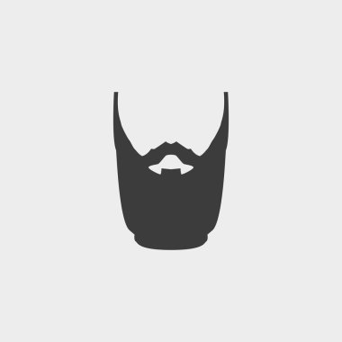 Sakal ve bıyık simge siyah renkli düz bir tasarım. Vektör çizim eps10