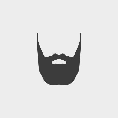 Sakal ve bıyık simge siyah renkli düz bir tasarım. Vektör çizim eps10