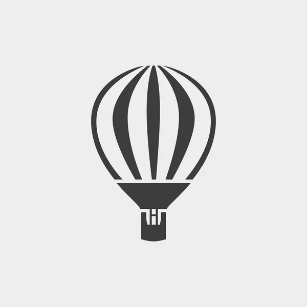 Hot air balloon icon in a flat design in black color. Vector illustration eps10 — Stock Vector