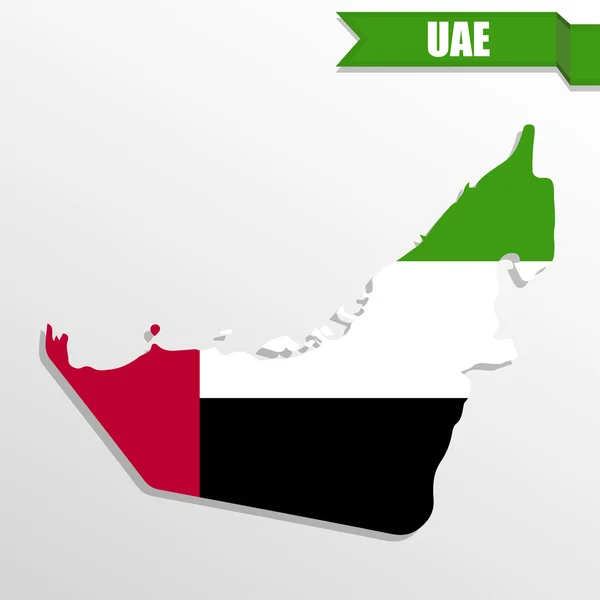 Mapa dos Emirados Árabes Unidos com bandeira dentro e fita —  Vetores de Stock