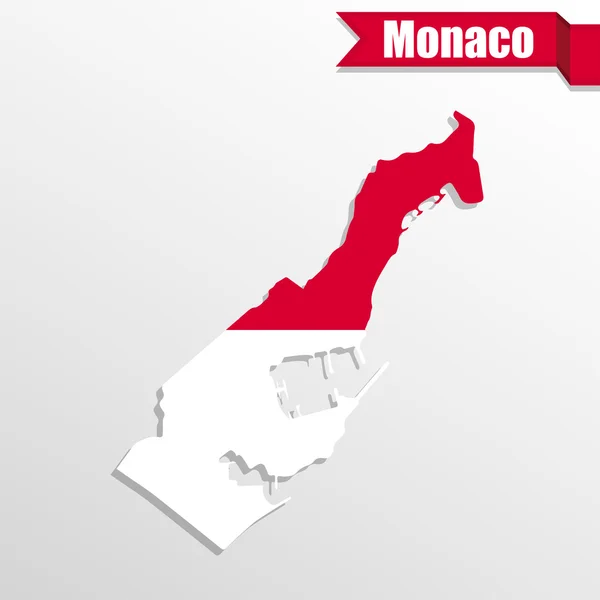 Mapa de Mónaco con bandera dentro y cinta — Vector de stock