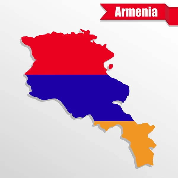 内部フラグとリボンのアルメニアの地図 — ストックベクタ