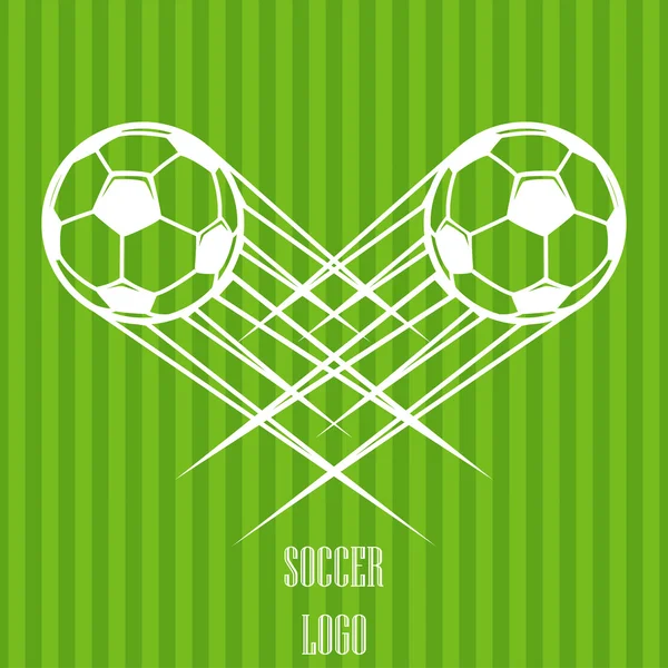 Das Logo des Fußballs fliegt durch die Luft. Vektorillustration — Stockvektor