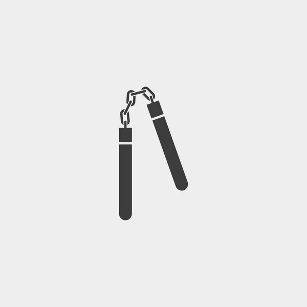 Ícone Nunchaku em um design plano na cor preta. Ilustração vetorial eps10 —  Vetores de Stock